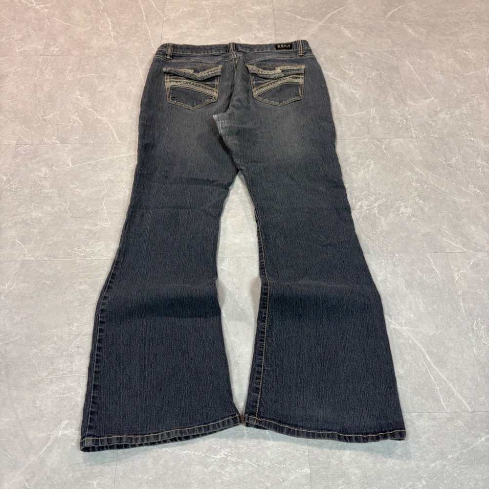 Beau Dawson Womens Dark Wash Flare Leg Embroidered Pocket Jeans Size 12